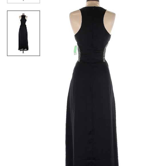 BCBGeneration Satin black Beaded Waist Formal Gown Prom Wedding Maxi Dress Sz 10 - Picture 3 of 11